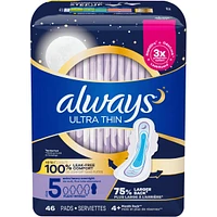 Ultra Thin Overnight Pads with Flexi-Wings, Size 5, Extra Heavy Overnight, Unscented