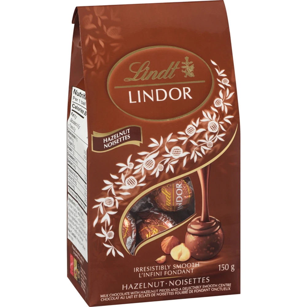 Truffes LINDOR au chocolat au lait et à la noisette  – Sachet