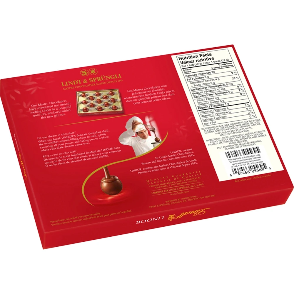 Truffes LINDOR au chocolat au lait Lindt – Boîte 156 g