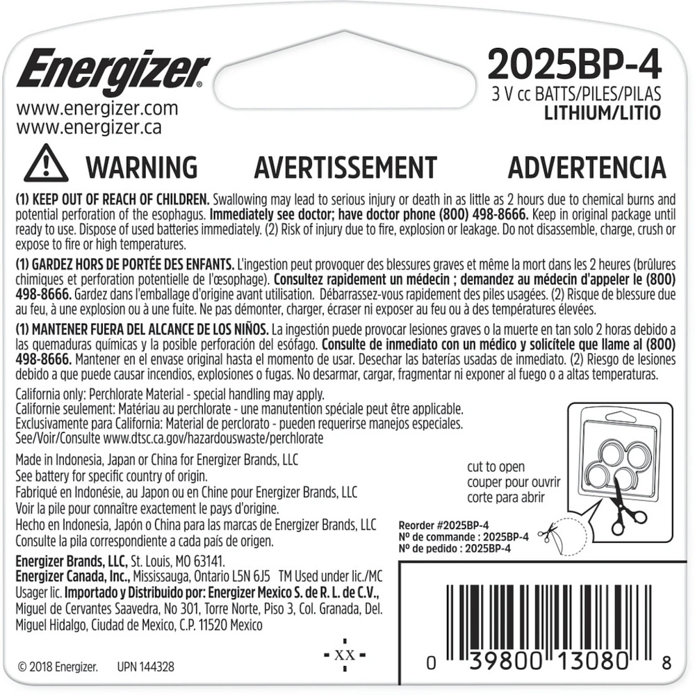 Pile miniature Energizer 2025 au lithium