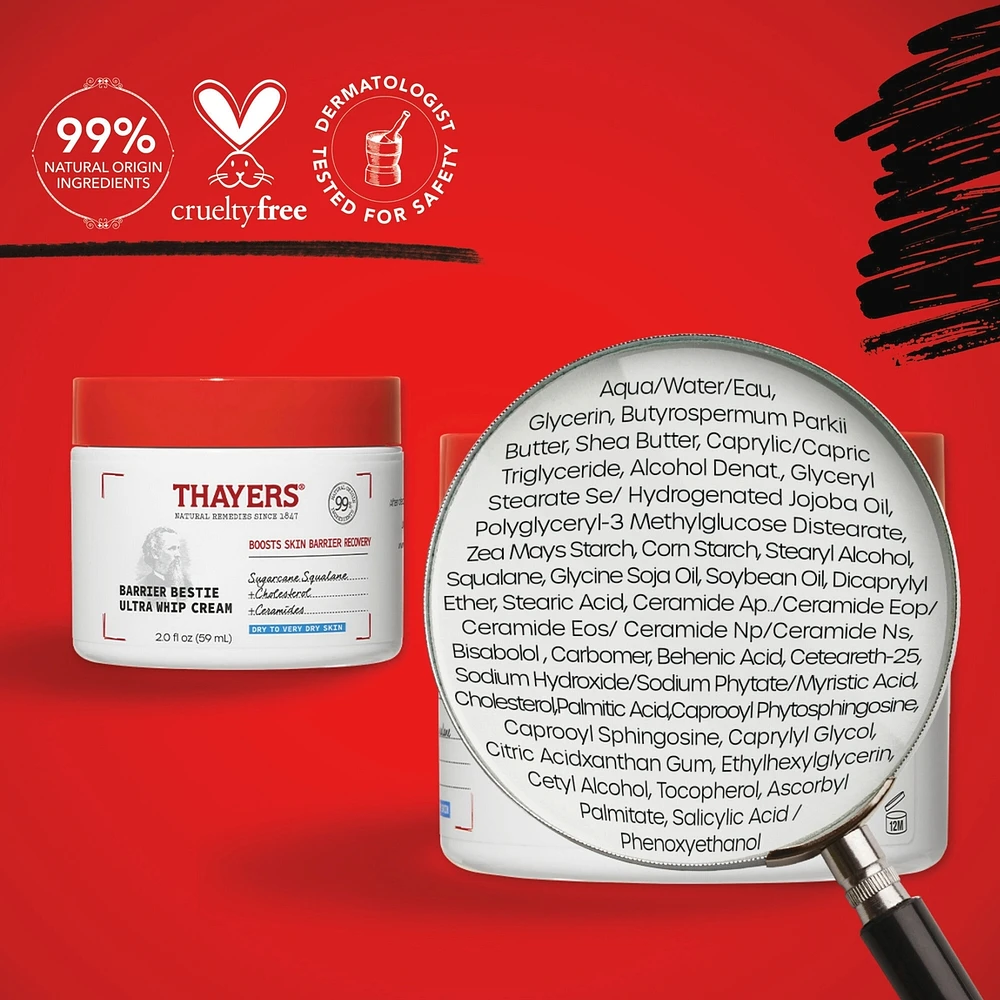Barrier Bestie Ultra Whip Face Cream, Moisturizer with Sugarcane Squalane and Ceramides