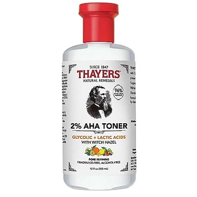 2% AHA Exfoliating Toner with Glycolic Acid, Lactic Acid and Witch Hazel, Smoothing and Pore Refining