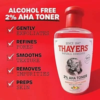 2% AHA Exfoliating Toner with Glycolic Acid, Lactic Acid and Witch Hazel, Smoothing and Pore Refining