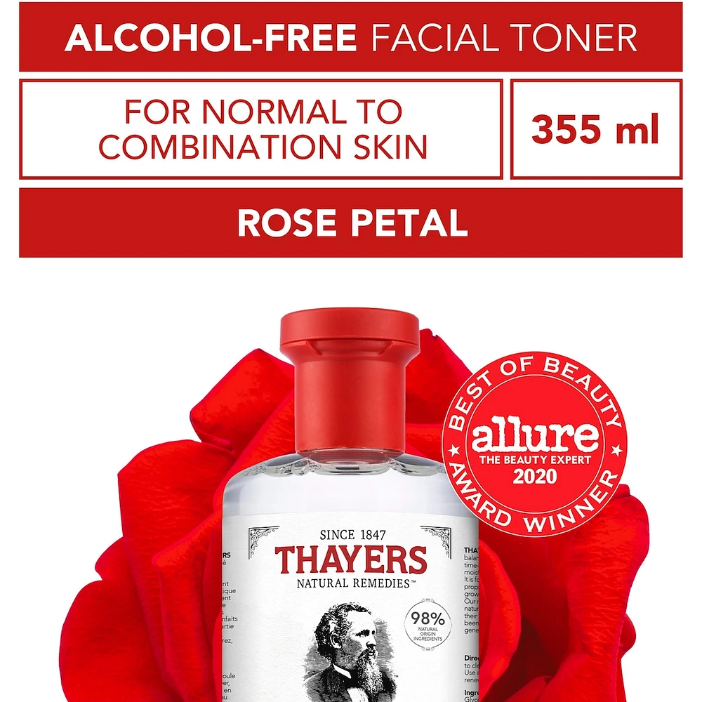 Rose Petal Alcohol Free Witch Hazel Face Toner with Aloe Vera formula 355ml