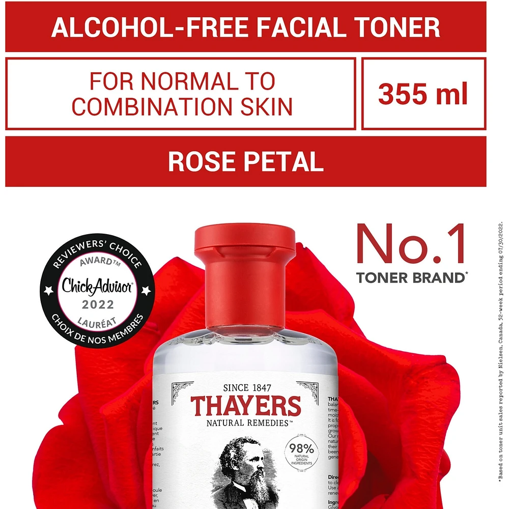 Rose Petal Alcohol Free Witch Hazel Face Toner with Aloe Vera formula 355ml