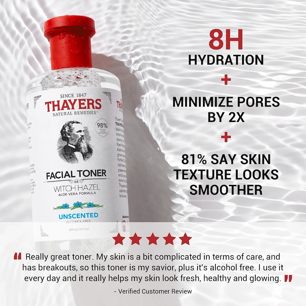 Unscented Alcohol Free Witch Hazel Face Toner with Aloe Vera
