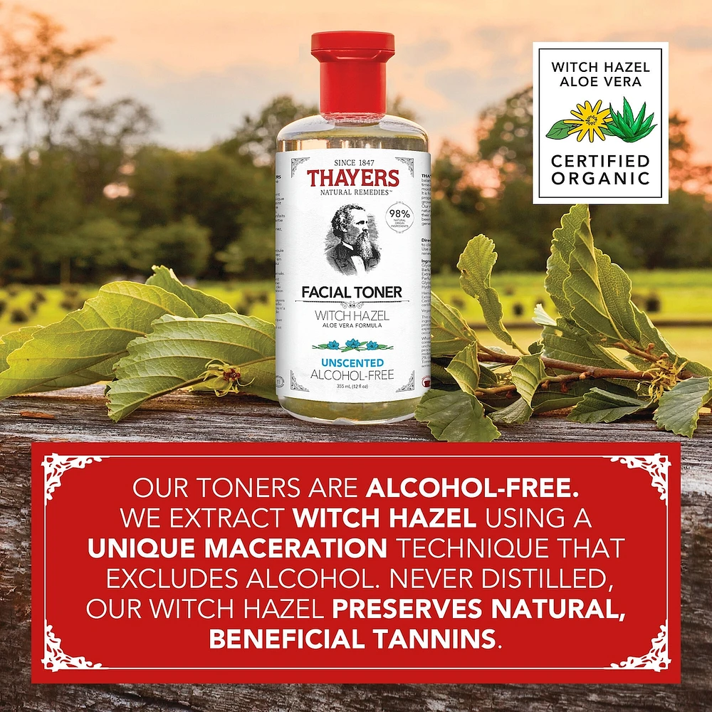 Unscented Alcohol Free Witch Hazel Face Toner with Aloe Vera