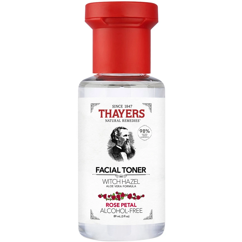 Rose Petal Alcohol-Free Witch Hazel Face Toner with Aloe Vera, Travel Size