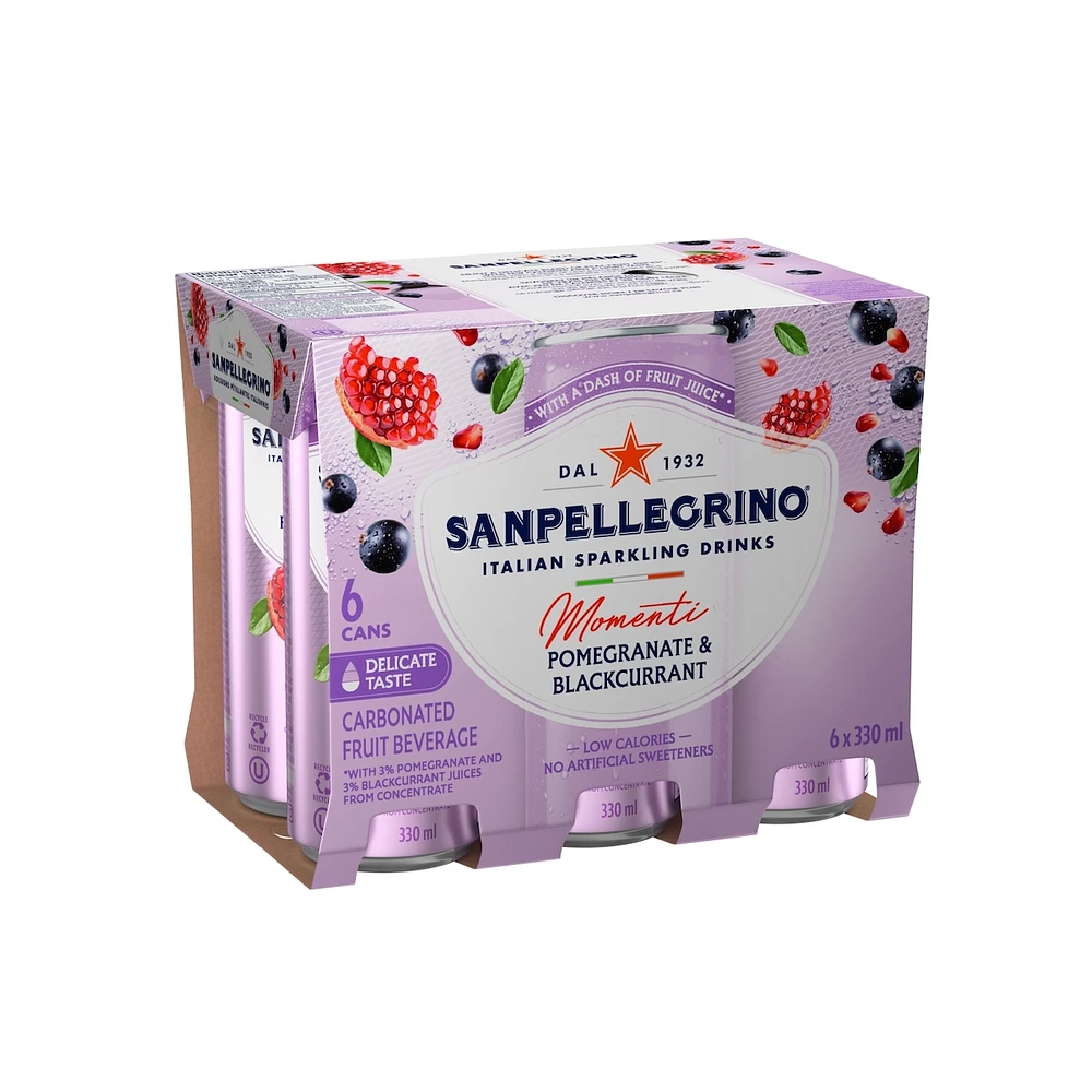 Boisson fruitée gazéifiée grenade et cassis