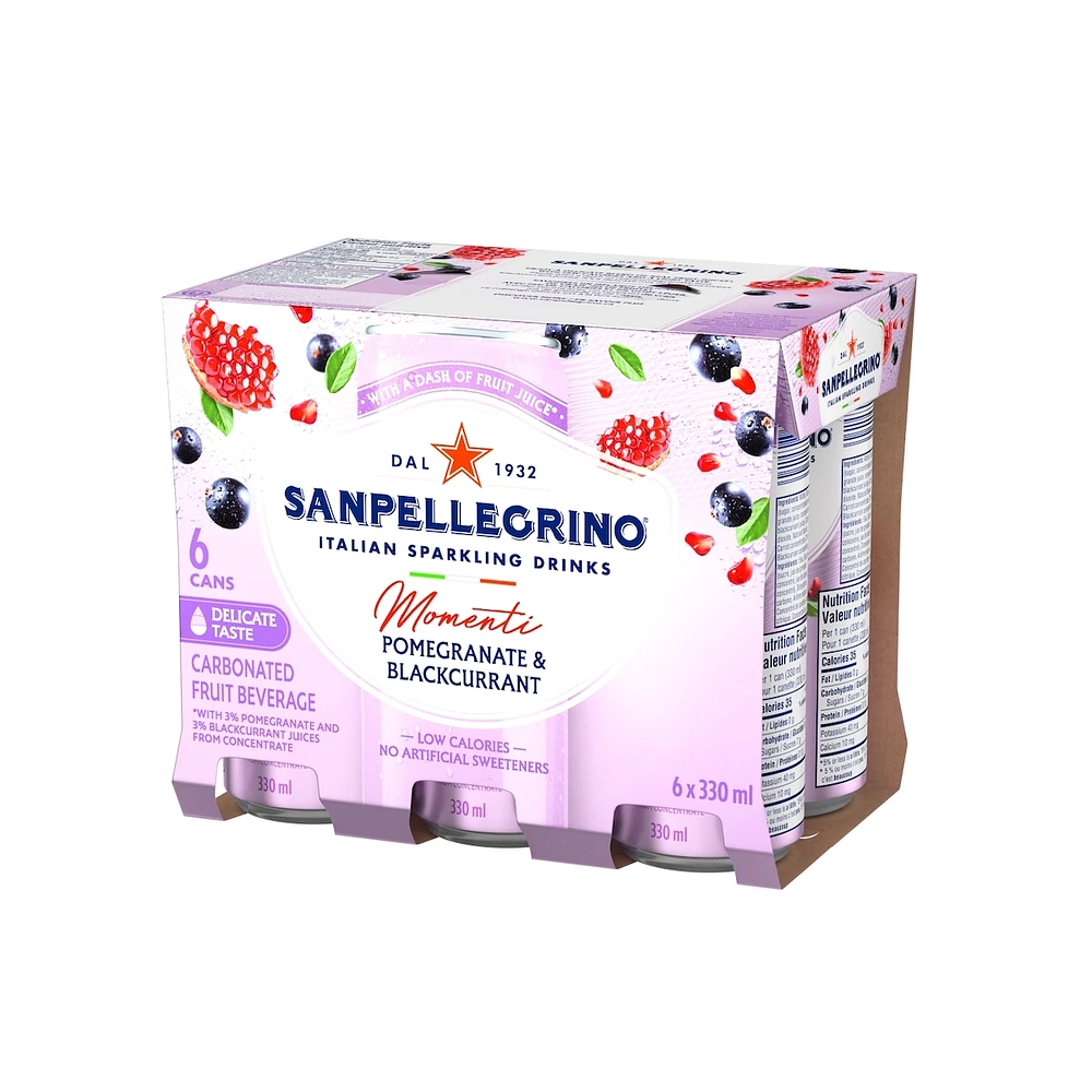 Boisson fruitée gazéifiée grenade et cassis