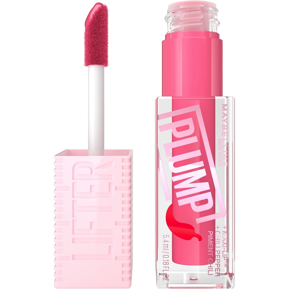Maybelline New York Lifter Plump Lip Gloss, Plumping, Sheer Finish, Intense heated sensation, Peach Fever, 005, Peachy Nude Cream, 5.4 ml