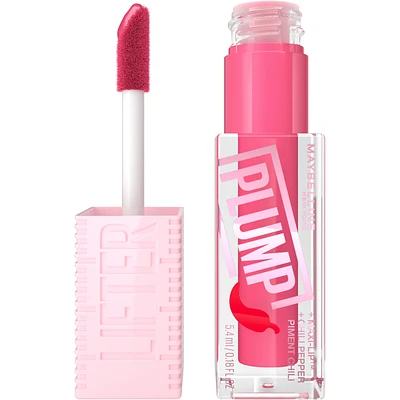 Maybelline New York Lifter Plump Lip Gloss, Plumping, Sheer Finish, Intense heated sensation, Peach Fever, 005, Peachy Nude Cream, 5.4 ml