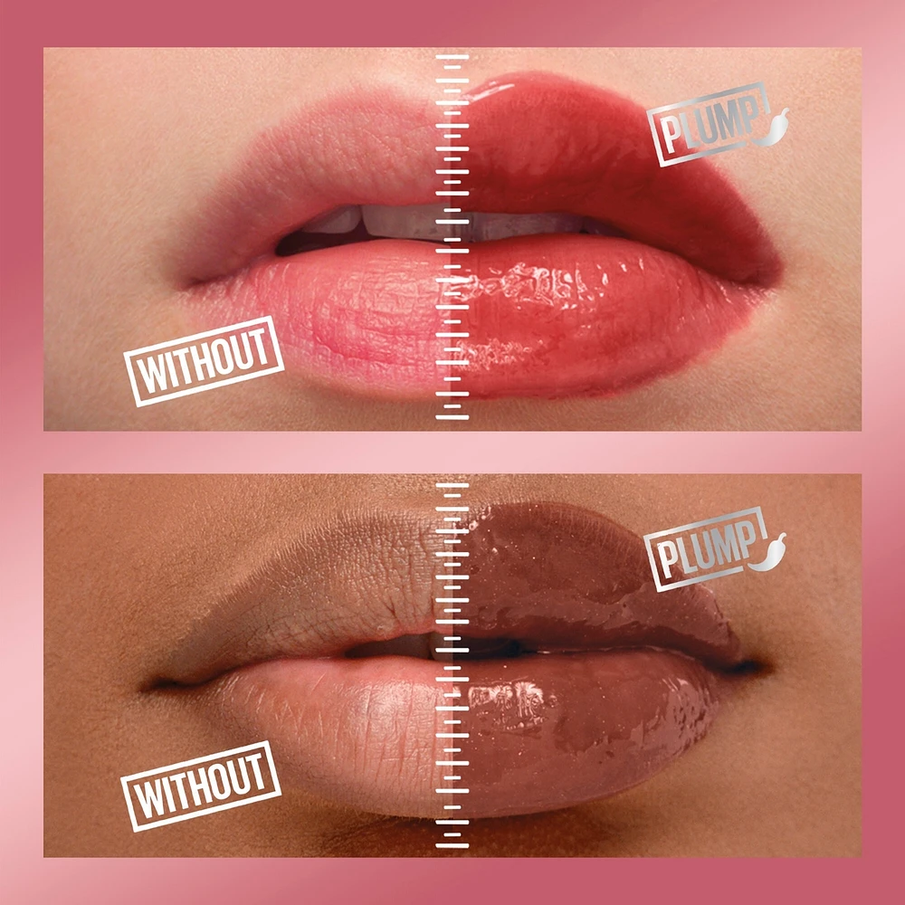 Maybelline New York Lifter Plump Lip Gloss, Plumping, Sheer Finish, Intense heated sensation, Peach Fever, 005, Peachy Nude Cream, 5.4 ml