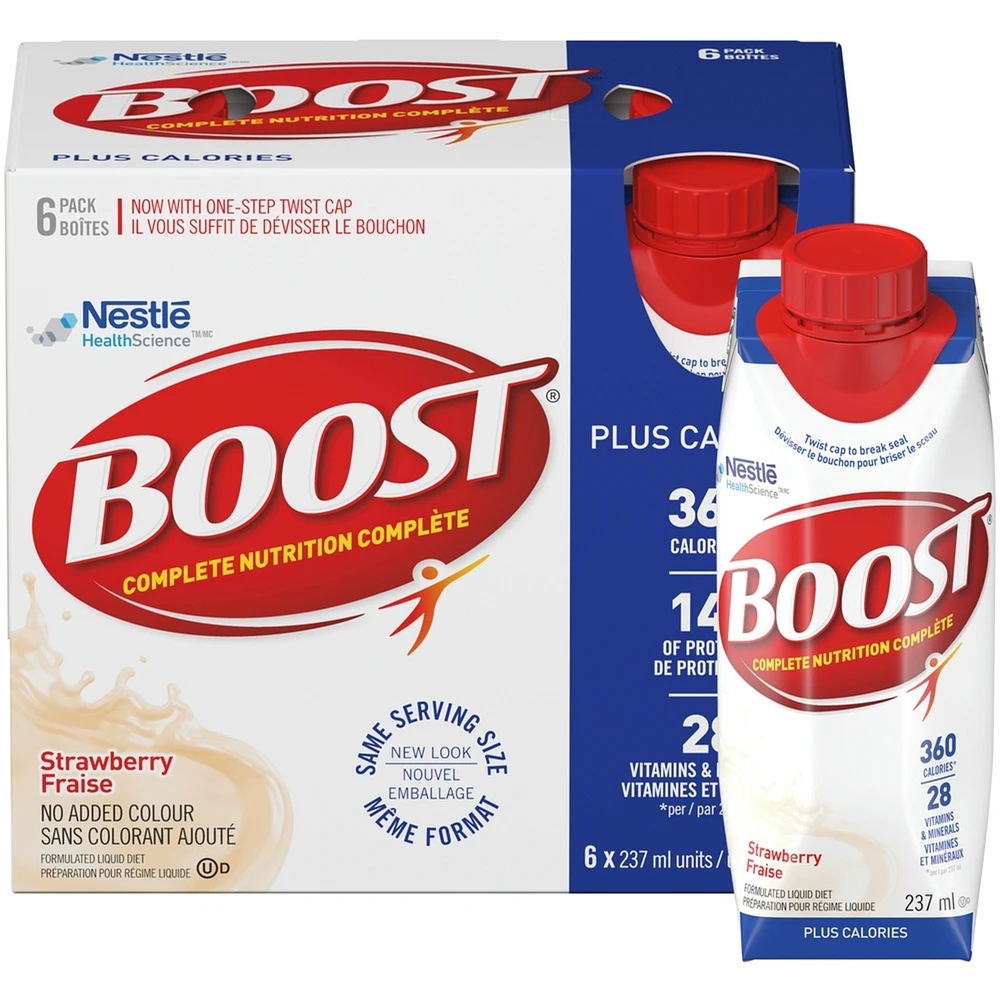 PLUS Calories Strawberry Formulated Liquid Diet Drink,6 x 237 ml