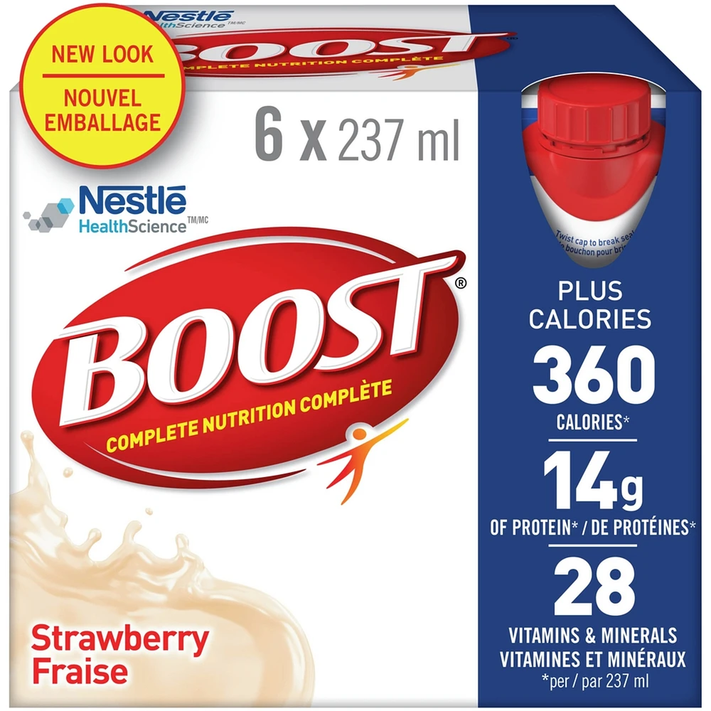 PLUS Calories Strawberry Formulated Liquid Diet Drink,6 x 237 ml