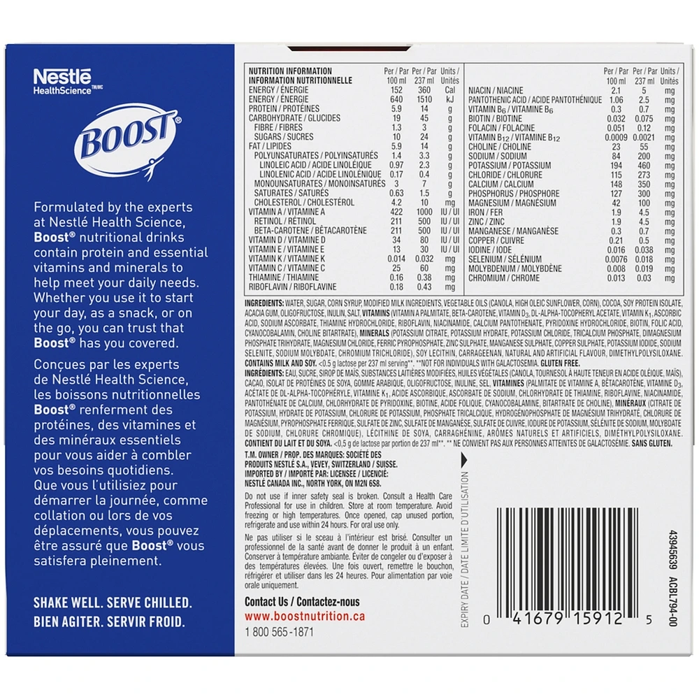 PLUS Calories Chocolate Formulated Liquid Diet Drink, 6 x 237ml