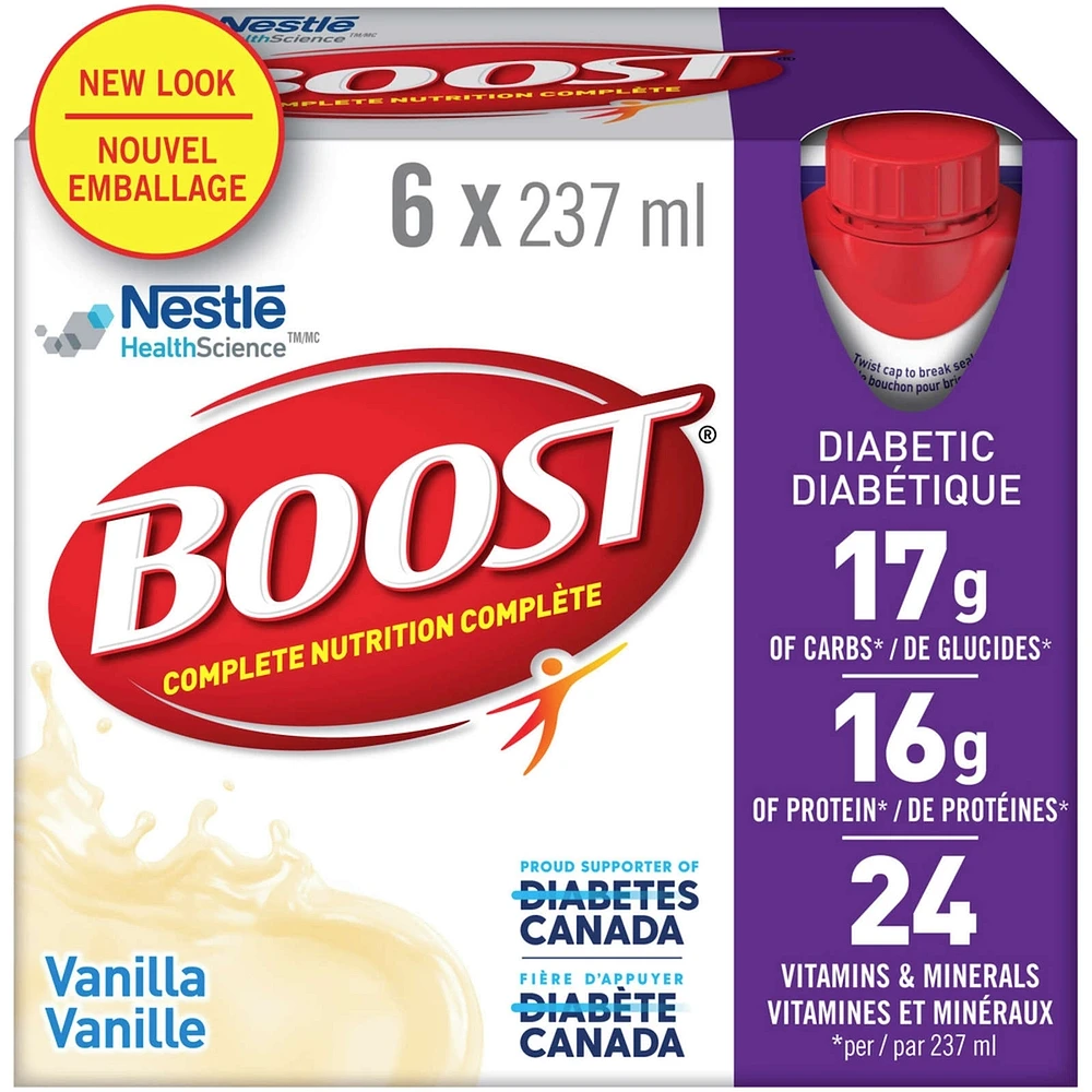 Diabetic Vanilla Nutritional Supplement Drink, Pack of 6, 6 x 237 ml