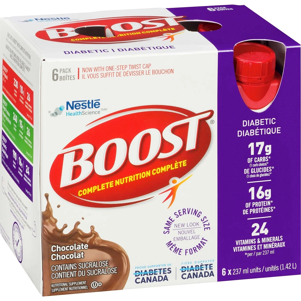 Diabetic Chocolate Nutritional Supplement Drink, Pack of 6, 6 x 237 ml