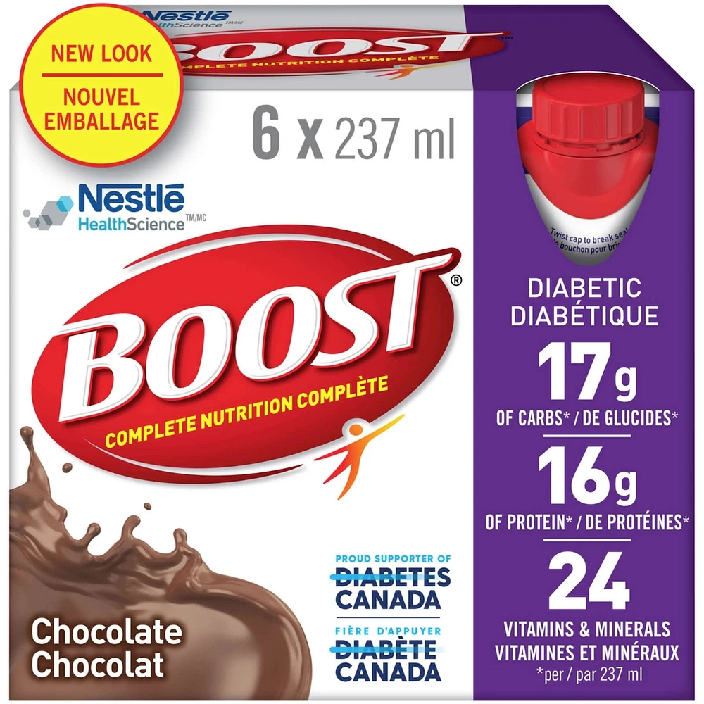 Diabetic Chocolate Nutritional Supplement Drink, Pack of 6, 6 x 237 ml