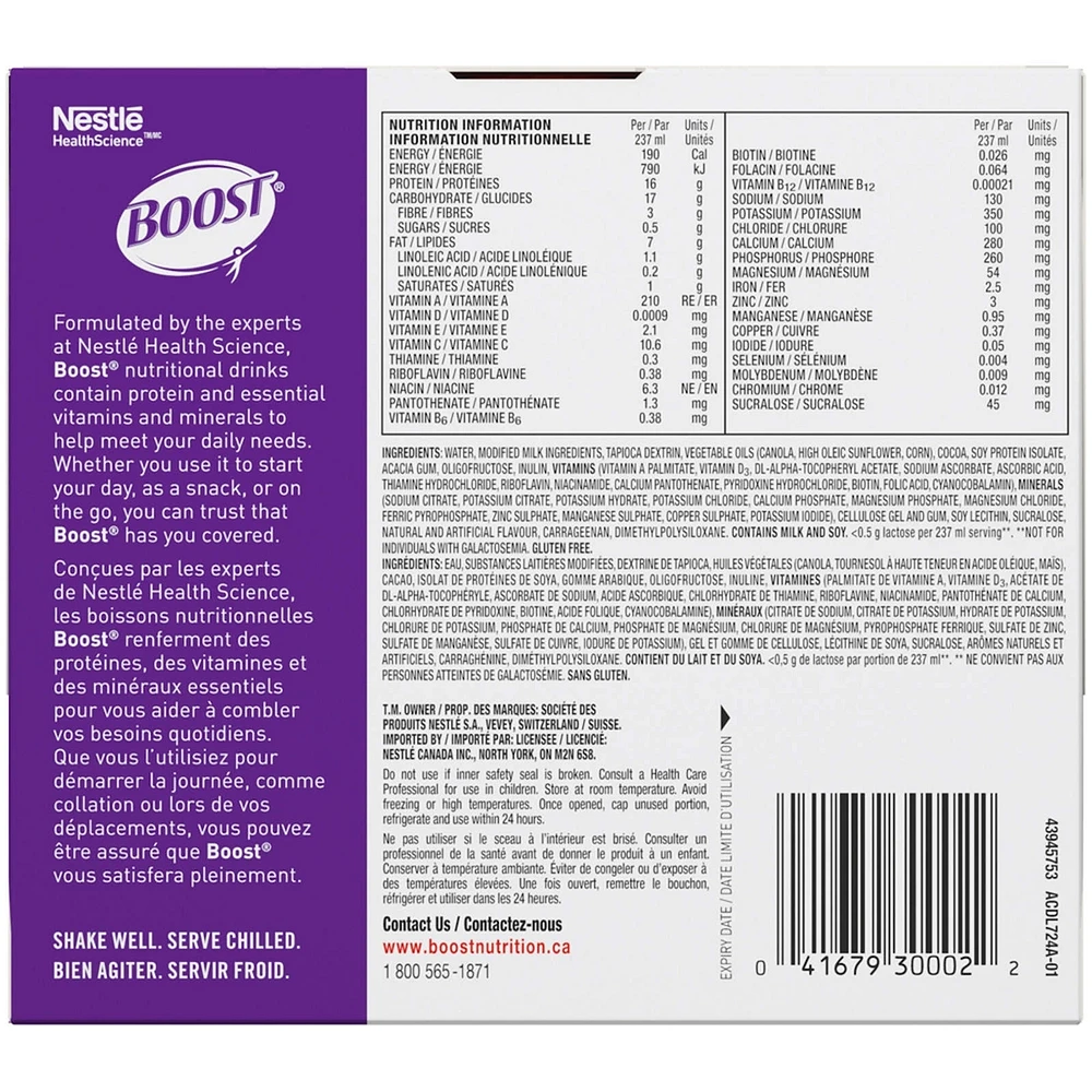 Diabetic Chocolate Nutritional Supplement Drink, Pack of 6, 6 x 237 ml
