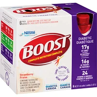 Diabetic Strawberry Nutritional Supplement Drink, Pack of 6, 6 x 237 ml