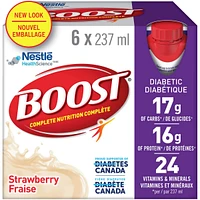 Diabetic Strawberry Nutritional Supplement Drink, Pack of 6, 6 x 237 ml