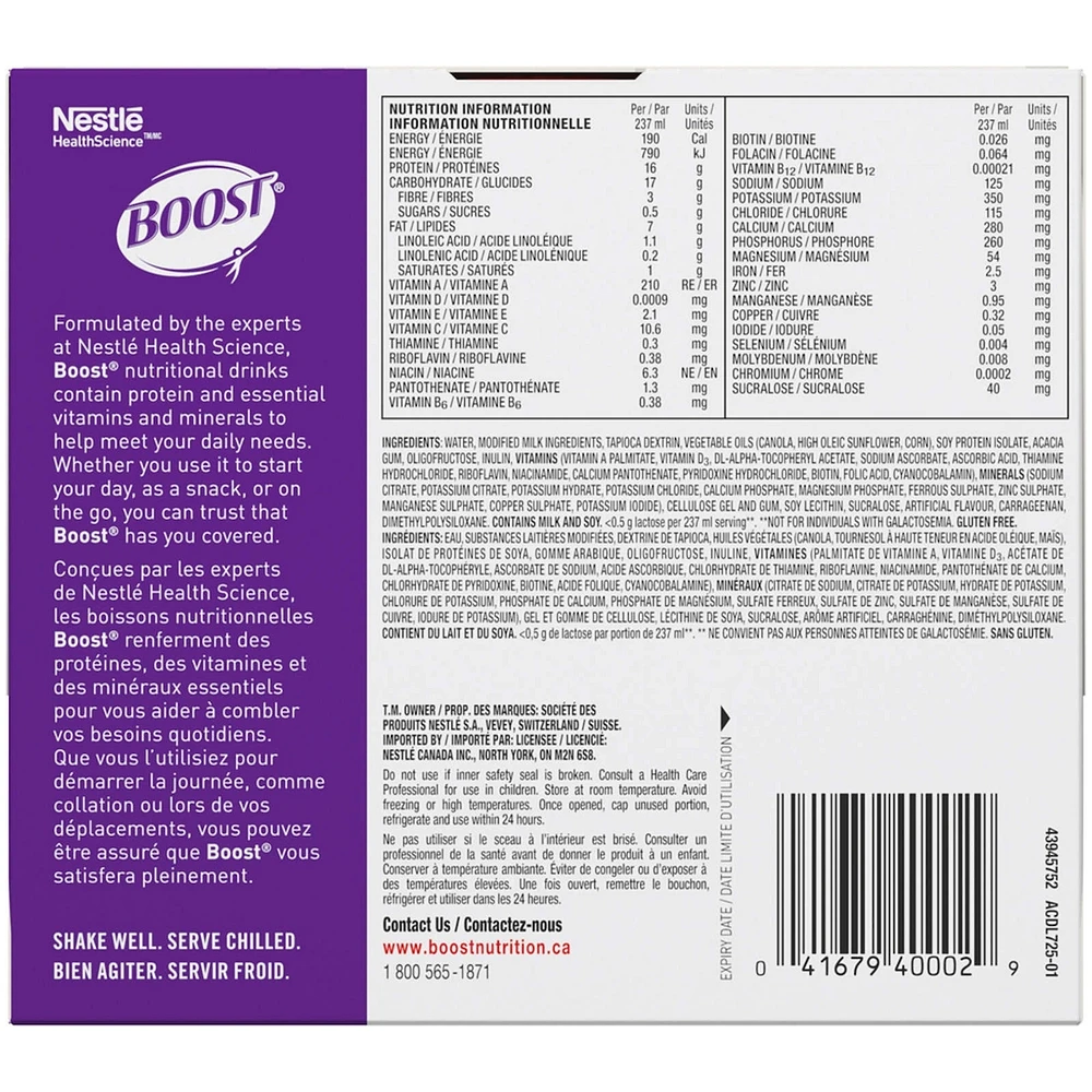 Diabetic Strawberry Nutritional Supplement Drink, Pack of 6, 6 x 237 ml