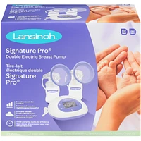 SignaturePro Double Electric Breast Pump, Portable, LCD Display, Includes Breast Pump Bag, 25mm Breast Pump Flanges and 2 Lansinoh Baby Bottles