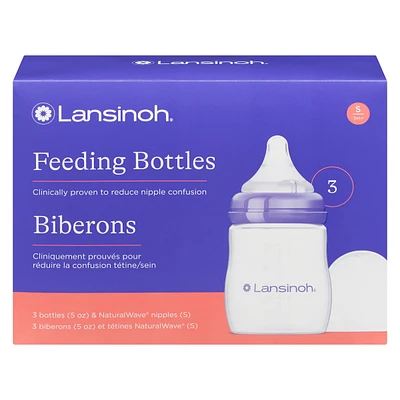 Lansinoh®   Feeding Bottles,5oz    + Natural wave® Nipples