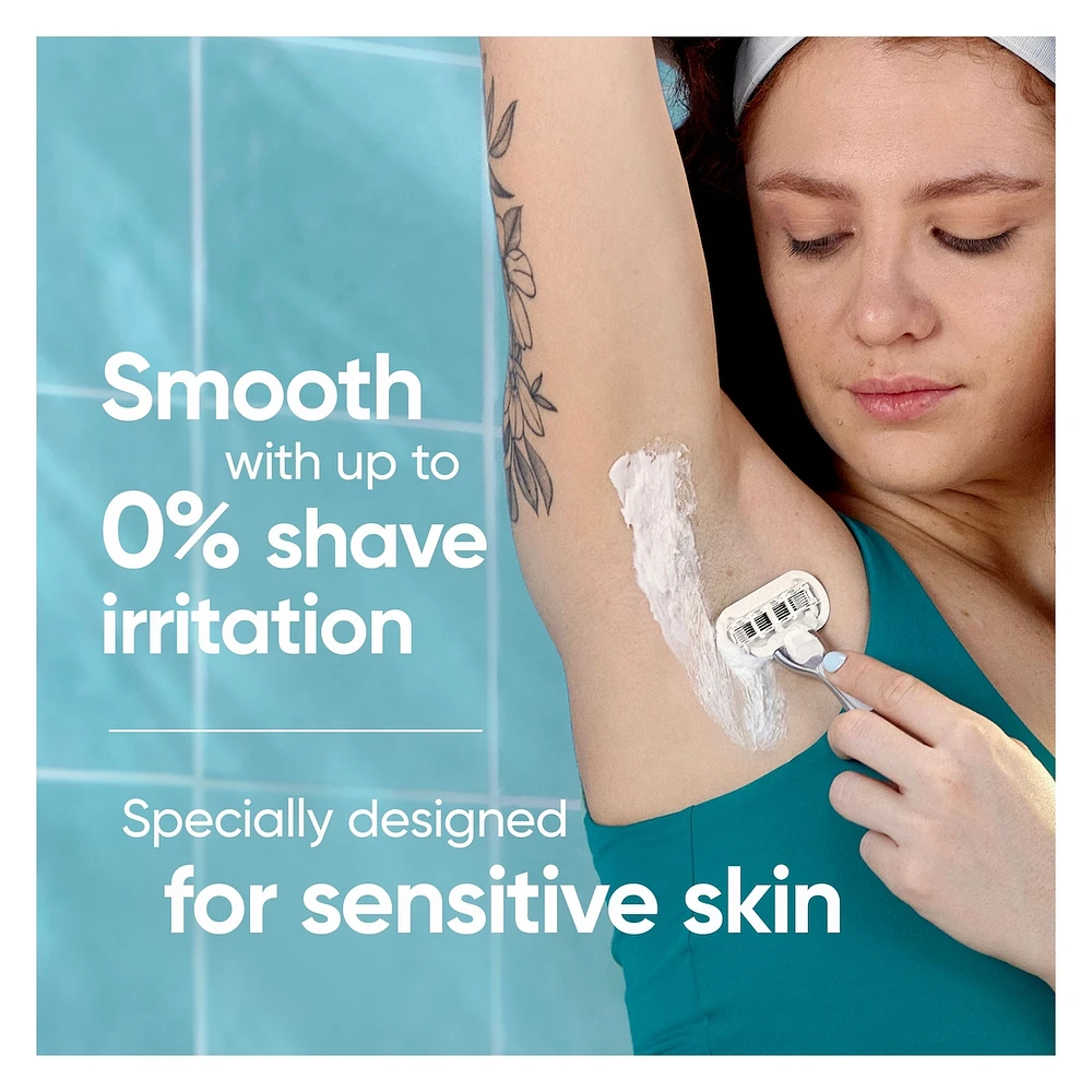 Venus Extra Smooth Sensitive Women's Razor with Reusable Razor Handle, 2 Razor Blade Refills and Shower Holder