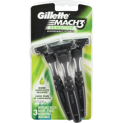 Gillette Mach3 Sensitive Men’s Disposable Razors - 3 Pack