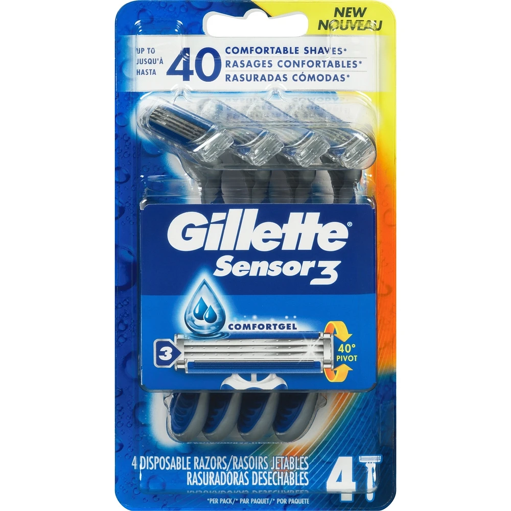 Gillette Sensor3 Men's Disposable Razor - 4 Pack
