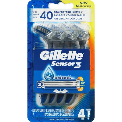 Gillette Sensor3 Men's Disposable Razor - 4 Pack