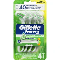 Gillette Sensor3 Sensitive Men's Disposable Razor - 4 Pack