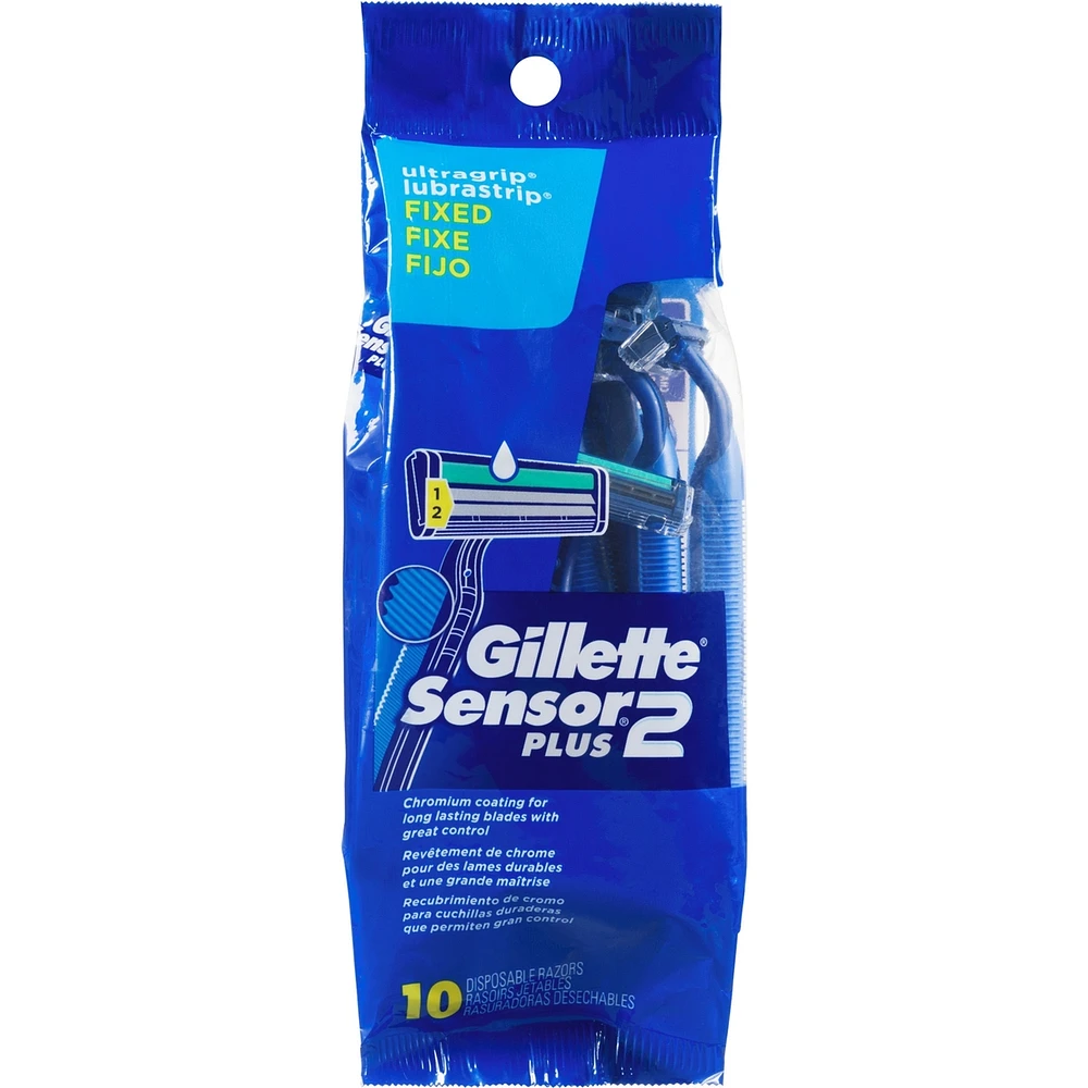 Gillette Sensor2 Plus Men’s Disposable Razors - 10 Pack