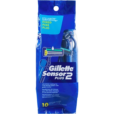 Gillette Sensor2 Plus Men’s Disposable Razors - 10 Pack