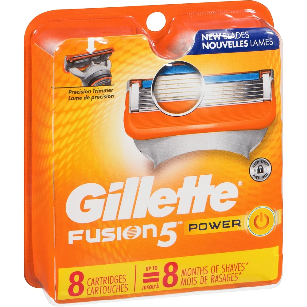 Cartouches de rechange de rasoir Gillette Fusion5 Power pour hommes, cartouches de rasoir, bande lubrifiante, lame de précision