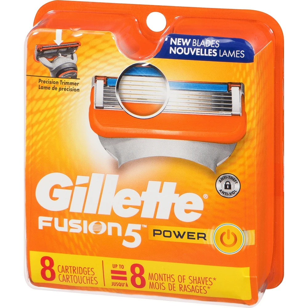 Cartouches de rechange de rasoir Gillette Fusion5 Power pour hommes, cartouches de rasoir, bande lubrifiante, lame de précision