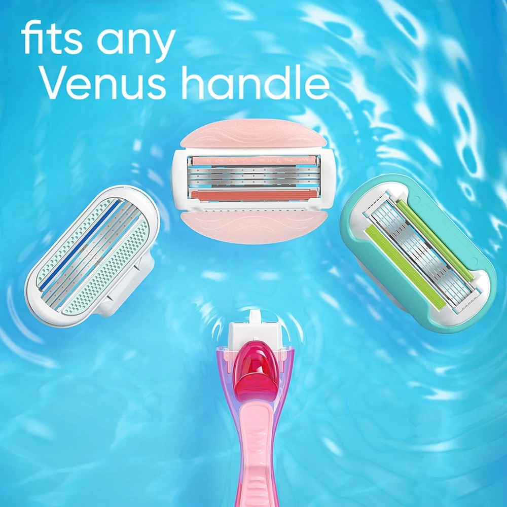 Rasoir Venus GlisseConfort pour femmes, parfum de thé blanc, manche de rasoir réutilisable, 2 cartouches de rechange et un support pour la douche