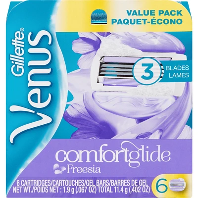 Gillette Venus ComfortGlide Freesia Scented Women's Razor Blades, 6 Refills