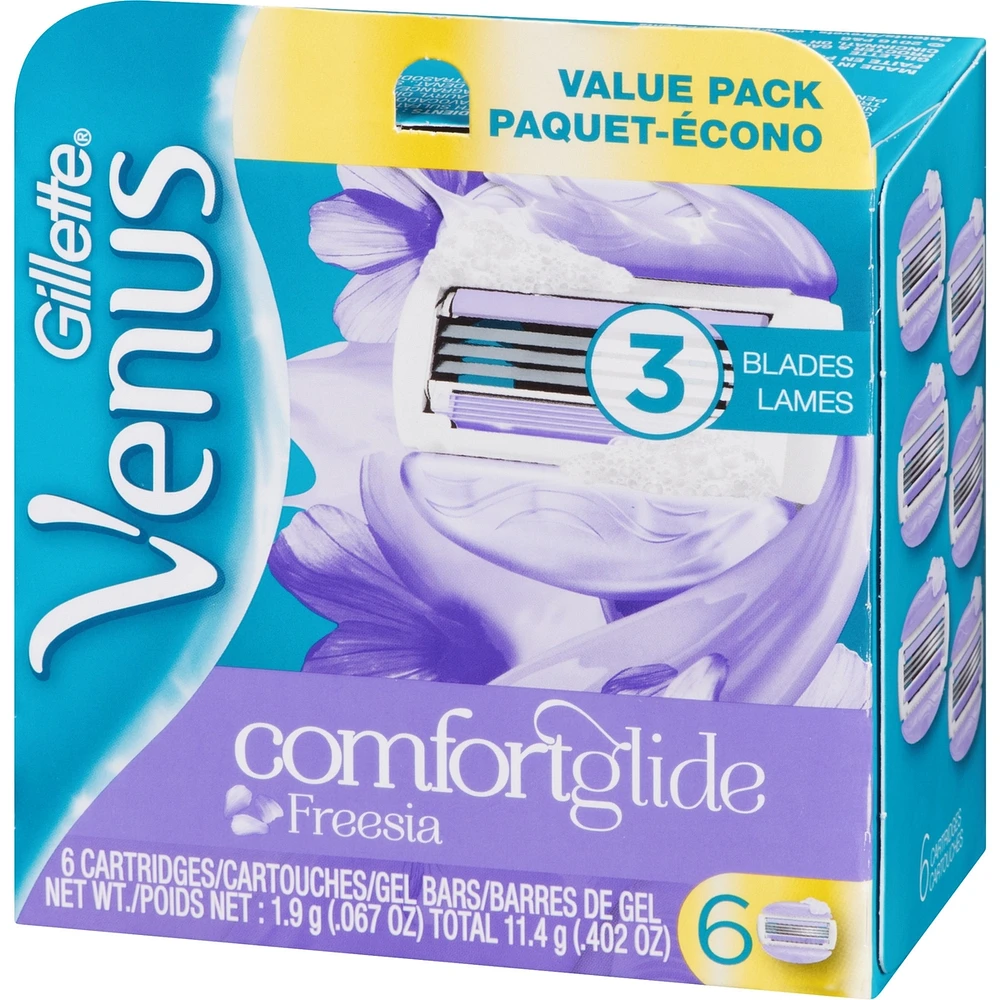 Gillette Venus ComfortGlide Freesia Scented Women's Razor Blades, 6 Refills
