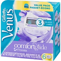 Gillette Venus ComfortGlide Freesia Scented Women's Razor Blades, 6 Refills
