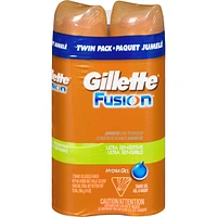Gillette Fusion5 Ultra Sensitive Hydra Gel Men's Shave Gel Twin Pack, 396 g