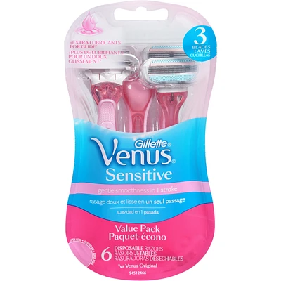 Gillette Venus Sensitive Women's Disposable Razors - 6 Pack