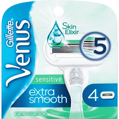 Gillette Venus Extra Smooth Sensitive Women's Blades, 4 Refills