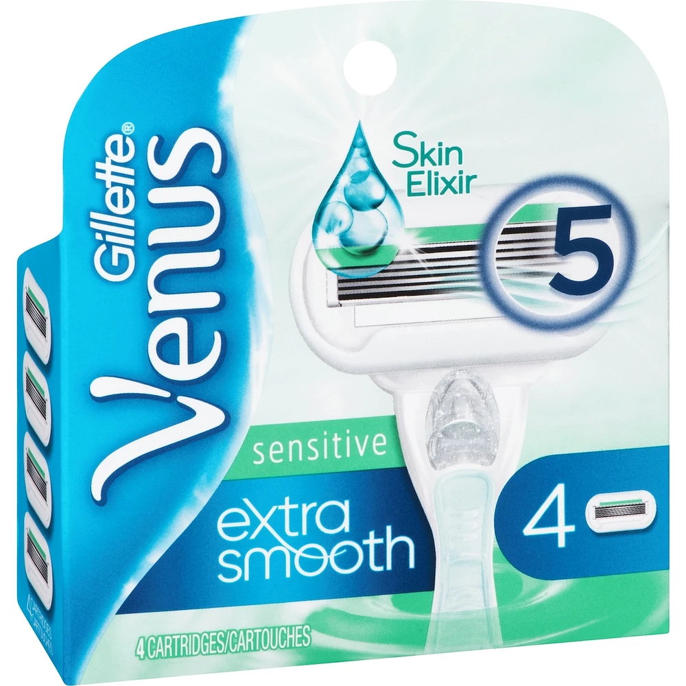Gillette Venus Extra Smooth Sensitive Women's Blades, 4 Refills
