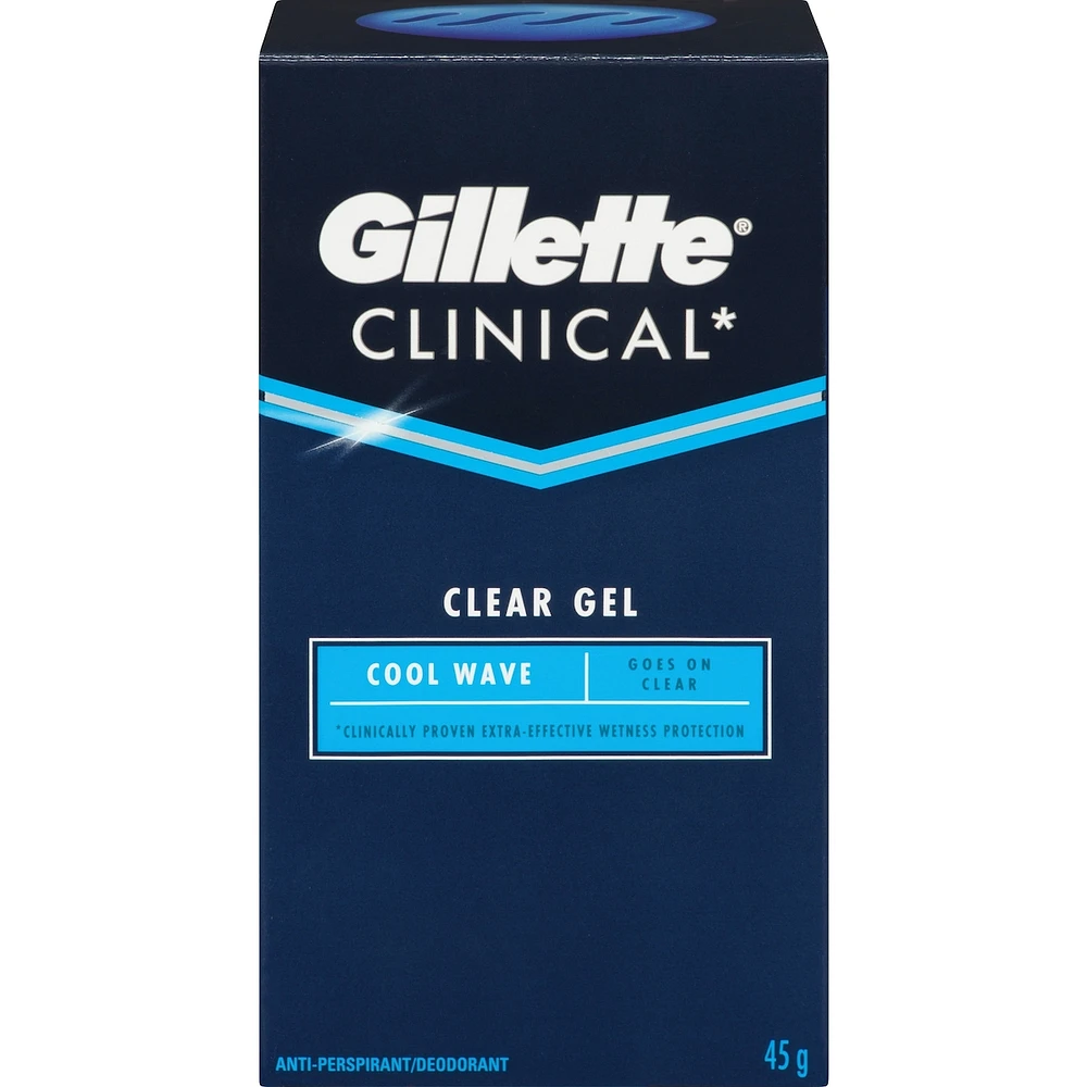 Gillette Clinical Protection Cool Wave Clear Gel Anti-Perspirant/Deodorant, 45 g