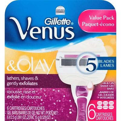 Venus ComfortGlide with Olay Sugarberry Women's Razor Blades, 6 Refills