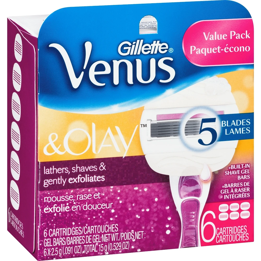 Venus ComfortGlide with Olay Sugarberry Women's Razor Blades, 6 Refills
