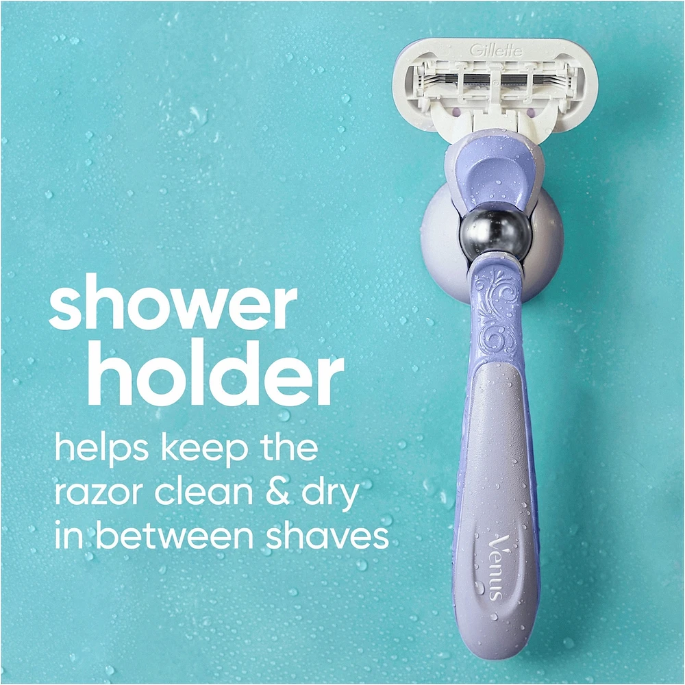 Extra Smooth Contour Women's Razor with Reusable Razor Handle, 2 Razor Blade Refills and Shower Holder
